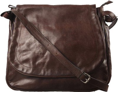 

Morsei Women Brown Genuine Leather Sling Bag