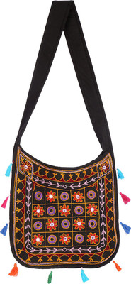 

Rajrang Women Casual Black Cotton Sling Bag