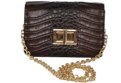

Peaubella Women Evening/Party Brown Leatherette Sling Bag