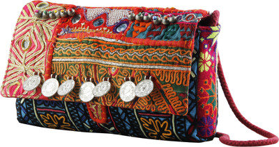 

The Purple Sack Girls Evening/Party Multicolor Cotton Sling Bag