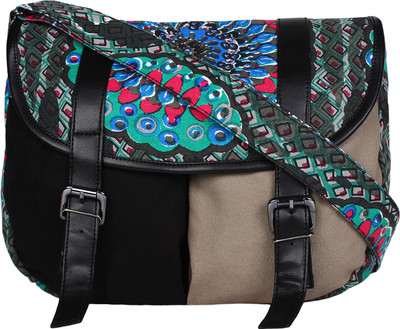 

Anekaant Women Casual Multicolor Canvas, PU Sling Bag