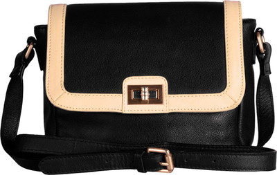 

Khiora Women Casual Black, Beige Genuine Leather Sling Bag, Beige;black