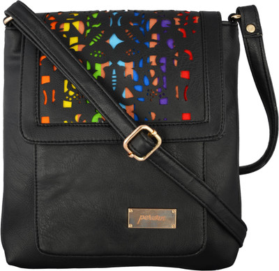 

Perwin Women Casual Black Leatherette Sling Bag
