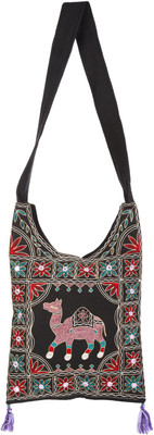

Rajrang Women Casual Black, Green Cotton Sling Bag