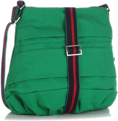 Home Heart Girls Casual Green Canvas Sling Bag