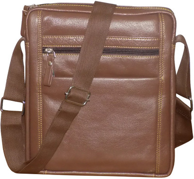 

Kan Genuine Leather Small Travel Bag/Shoulder Bag For Unisex Small Travel Bag - Medium(Brown)