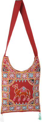 

Rajrang Women Casual Red, Maroon Cotton Sling Bag, Maroon;red