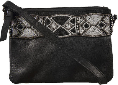 

Morsei Women Casual Black Genuine Leather Sling Bag