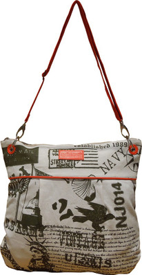 

Spice Art Women Casual White, Orange Canvas Sling Bag, Orange;white
