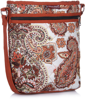 

Home Heart Women Casual Orange Cotton Sling Bag