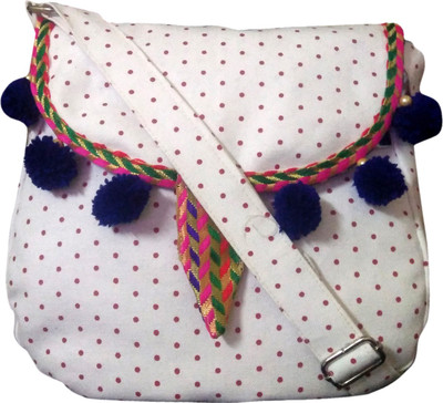 

Fly Angels Girls Casual White Canvas Sling Bag