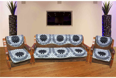 77% OFF on hargunz Polycotton Sofa Cover(Grey, Black Pack of 6)