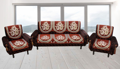 Furnishing Zone Jacquard Sofa Cover(Orange Pack of 6)