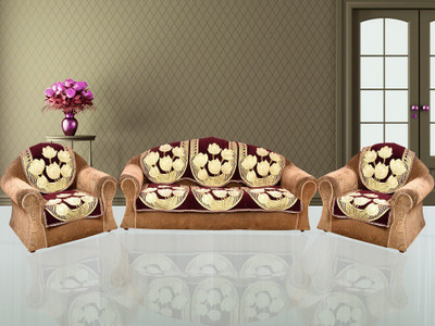 The Intellect Bazaar Velvet Sofa Cover(Brown Pack of 6)