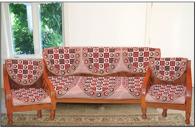 

Creative Homes Polycotton Sofa Cover(Maroon and Coffee Pack of 6)