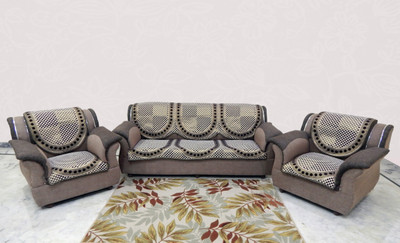 

MHF Jacquard, Cotton Sofa Cover(As Shown In Picture Multicolor Pack of 6), Beige;gold