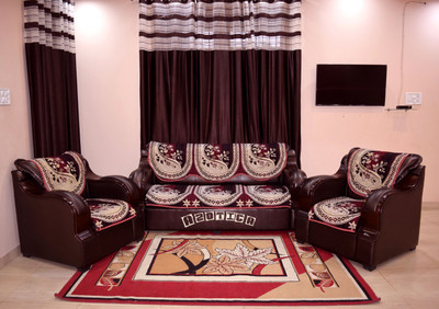 

Azotica Polycotton Sofa Cover(Maroon, Black Pack of 6)