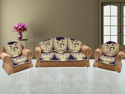 The Intellect Bazaar Velvet Sofa Cover(Blue Pack of 6)