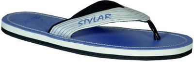 

Stylar White and Blue Virat II Flip Flops, White::navy