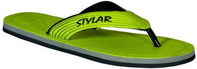

Stylar Neon Green Virat II Flip Flops, Blue::black