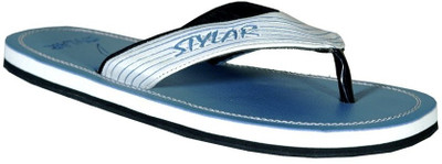 

Stylar White and Turquoise Virat II Flip Flops, White::blue