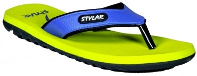 

Stylar Blue And Neon Green Ronaldo Flip Flops, White::black