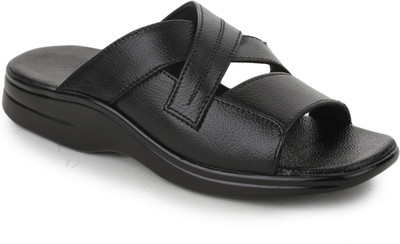 

Metrogue Men's Genuine Leather Upper With Soft Padded Leather Lining Based Slippers, Black