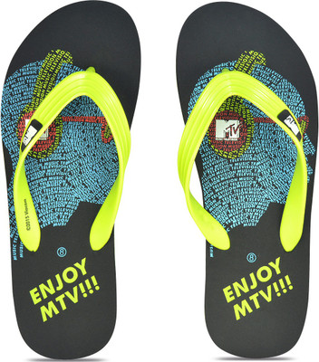 

MTV Flip Flops, Black:lime green