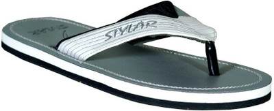 

Stylar White and Grey Virat II Flip Flops, White::grey