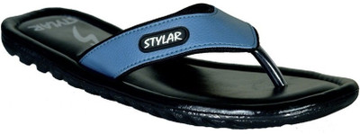

Stylar Turquoise And Black Stark Flip Flops, Navy::black