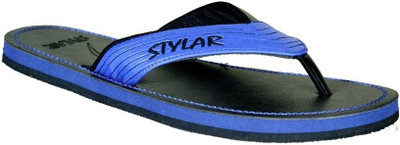 

Stylar Blue and Black Virat II Flip Flops, Blue::black