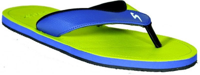

Stylar Blue and Neon Green New Virat Flip Flops, White::black