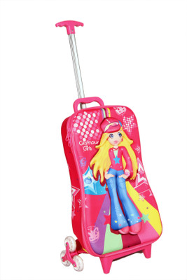

T-Bags 3D Gorgeous Girl Pink Children's Trolley Small Travel Bag - Small(Pink)