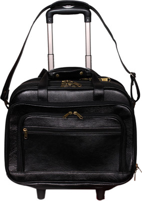 

Leather World Premium Luggage Office Briefcase Small Travel Bag(Black)