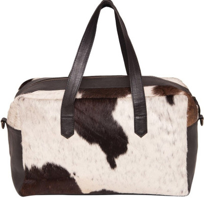 

Justanned Unisex Leather Small Travel Bag - Medium(Black)