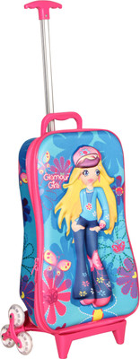 

T-Bags 3D Gorgeous Girl Kids Trolley Small Travel Bag - Small(Blue)