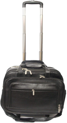 

C Comfort Genuine Leather Expandable Small Travel Bag - Large(Black)