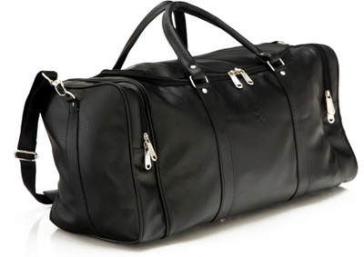 

Mboss Faux leather Unisex Black Single Dotted Small Travel Bag - Medium(Black)