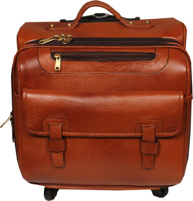 

Leather World Leather Trolley Overnight Laptop Bag Small Travel Bag - Large(Tan)