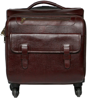 

Leather World leather luggage travel bag Small Travel Bag - Medium(Brown)