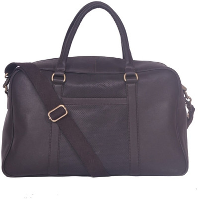 Justanned Leather Duffle Small Travel Bag(Black, Brown)