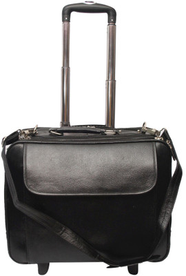 

C Comfort Genuine Leather Expandable Small Travel Bag - Large(Black)
