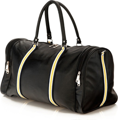

Mboss Faux leather Unisex Round Black Multi Small Travel Bag - Medium(Black)
