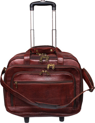 

Leather World Trendy Luggage Office Briefcase Small Travel Bag(Brown)