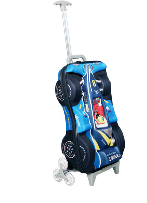 

T-Bags 3D Racing Car Blue Kid's Trolley Bag Small Travel Bag - Small(Blue)