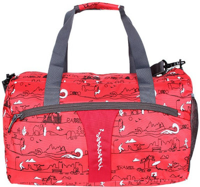 

Justcraft Olive Printed Small Travel Bag(Red, Black), Black;red