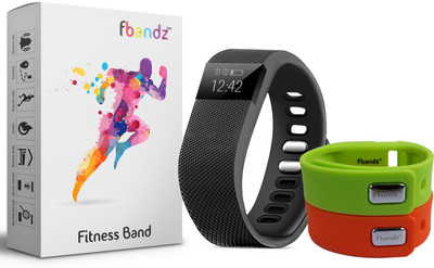 

fbandz ™ TW64 Fitness SmartBand with 2 Colourful Replacement band(Green, Orange Strap Regular)