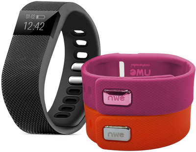 

NoWhereElse TW64 Smartband with 2 Additional Replacement Color Bands Getfit For IOS Android(Orange, Pink Strap Regular)