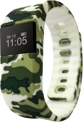 

fbandz ™ Mil64 Fitness Band Smart Health Bracelet Bluetooth Wristband Fashionable Military Fatigue Activity Tracker(White, Green Strap Regular), Green;white