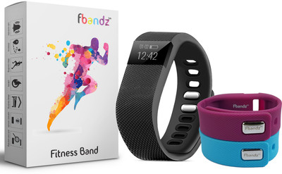 

fbandz ™ TW64 Fitness SmartBand with 2 Colourful Replacement band(Purple, Blue Strap Regular), Blue;purple